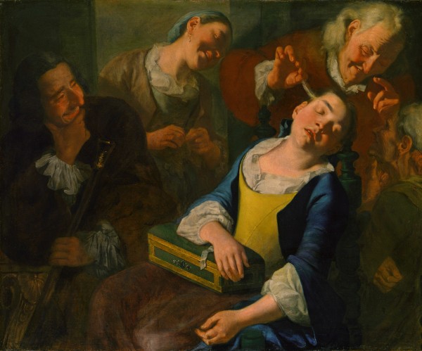 Teasing a sleeping girl by Gaspare Traversi